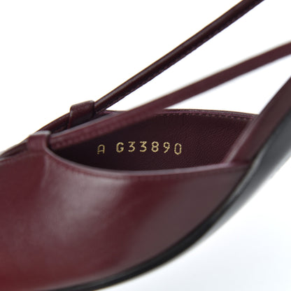 Chanel Lambskin Satin Slingback Cap Toe Bow Pumps 35.5 Burgundy Black 8 of 9