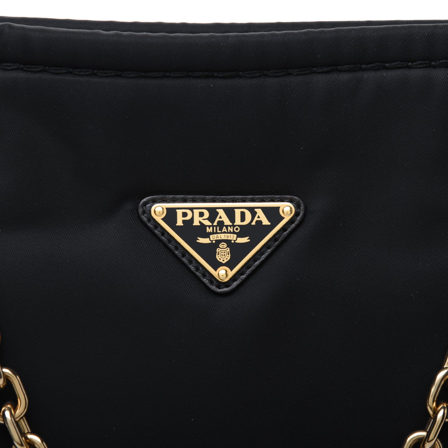 Tessuto Nylon Chain Shoulder Bag Black