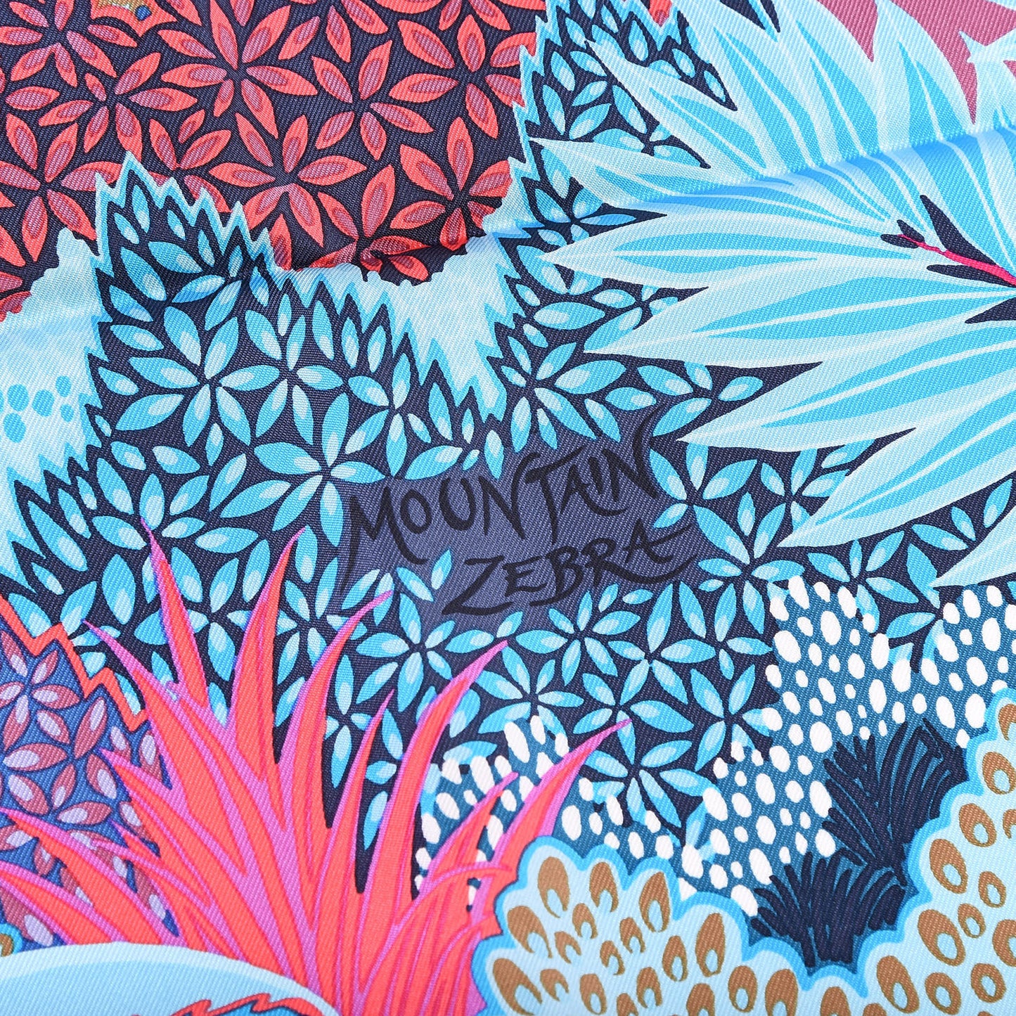 Silk Mountain Zebra Scarf 90 Turquoise Fuchsia Cobalt