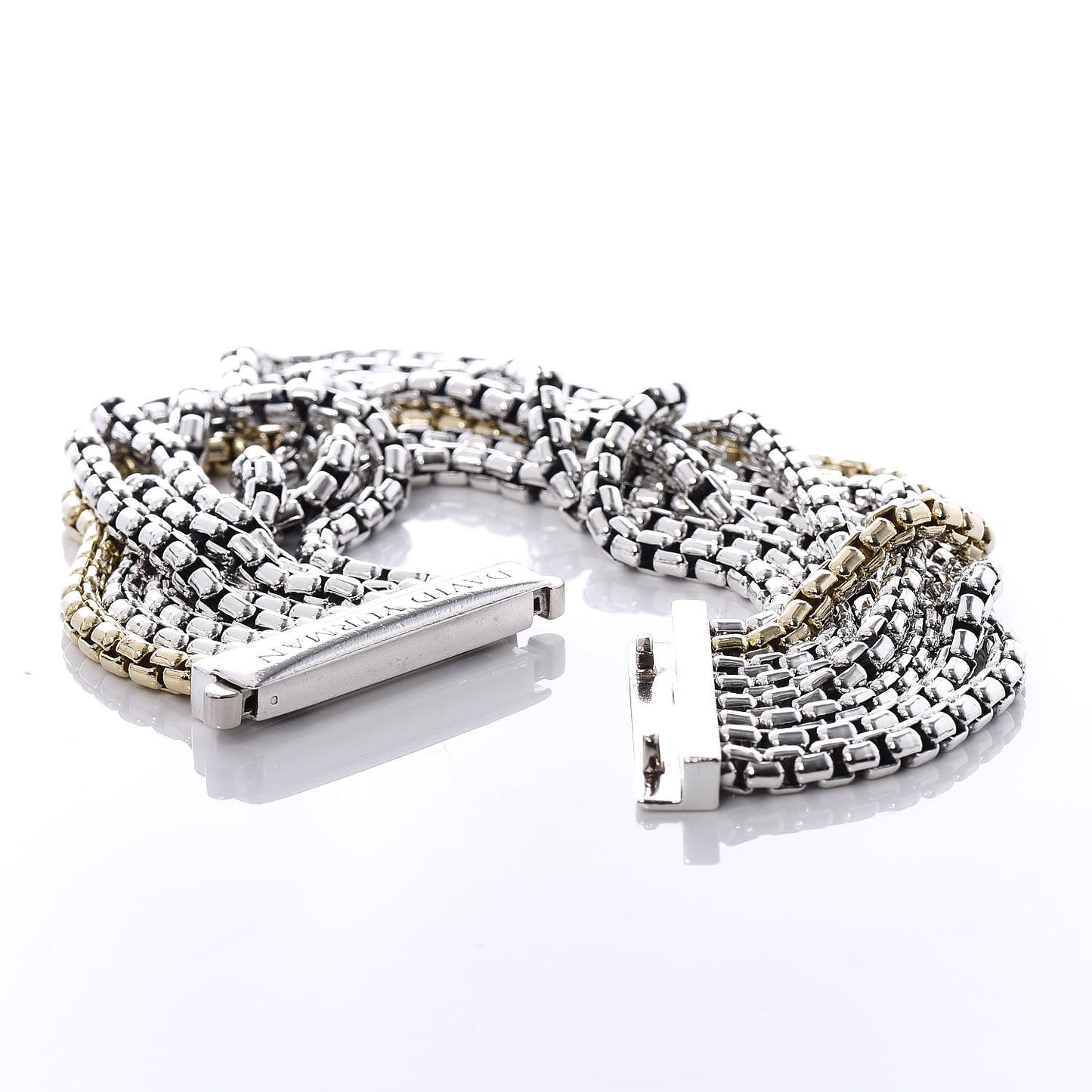Sterling Silver 18K Yellow Gold Eight-Row Box Chain Bracelet