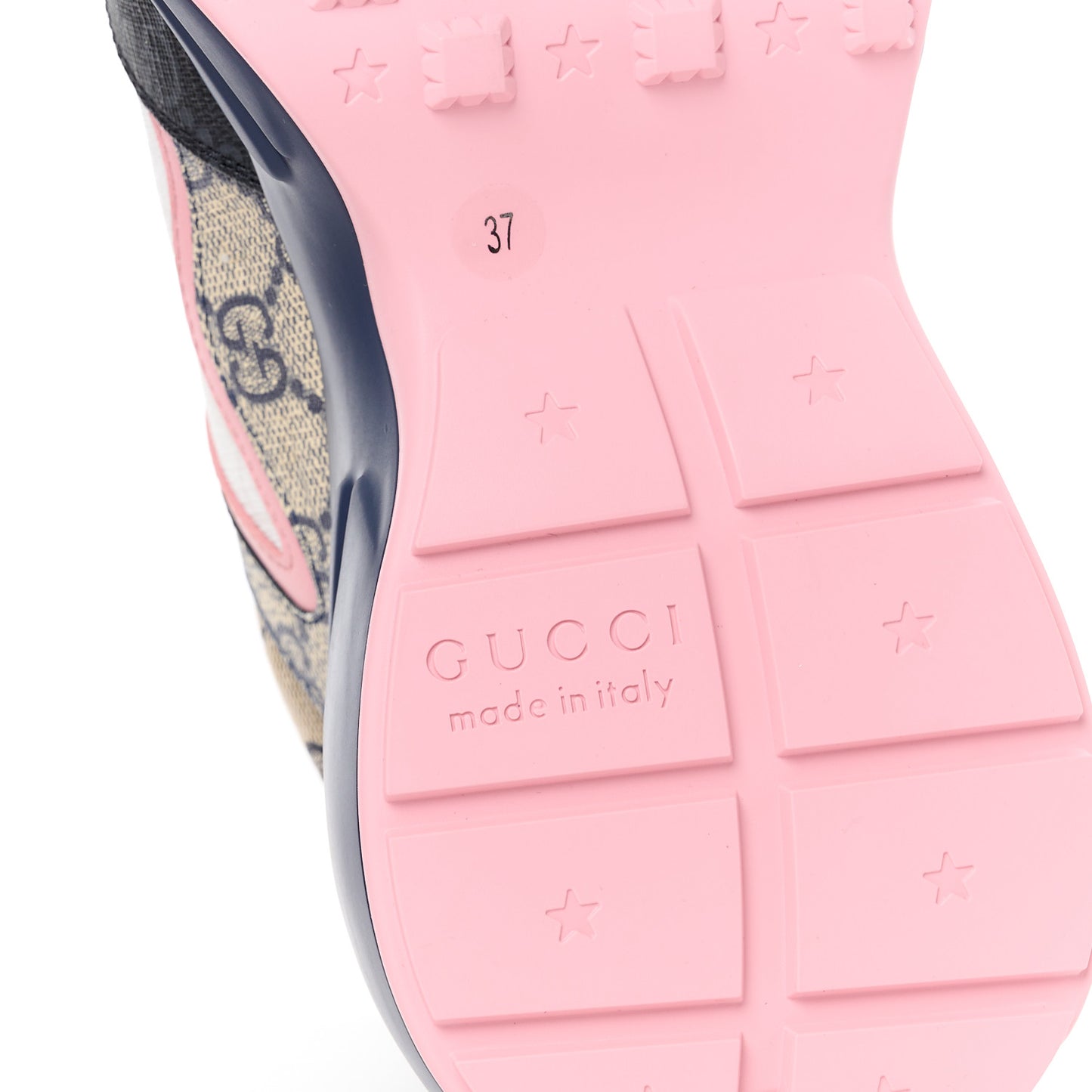 GG Supreme Monogram Rhyton Sneakers 37 Beige Blue Pink