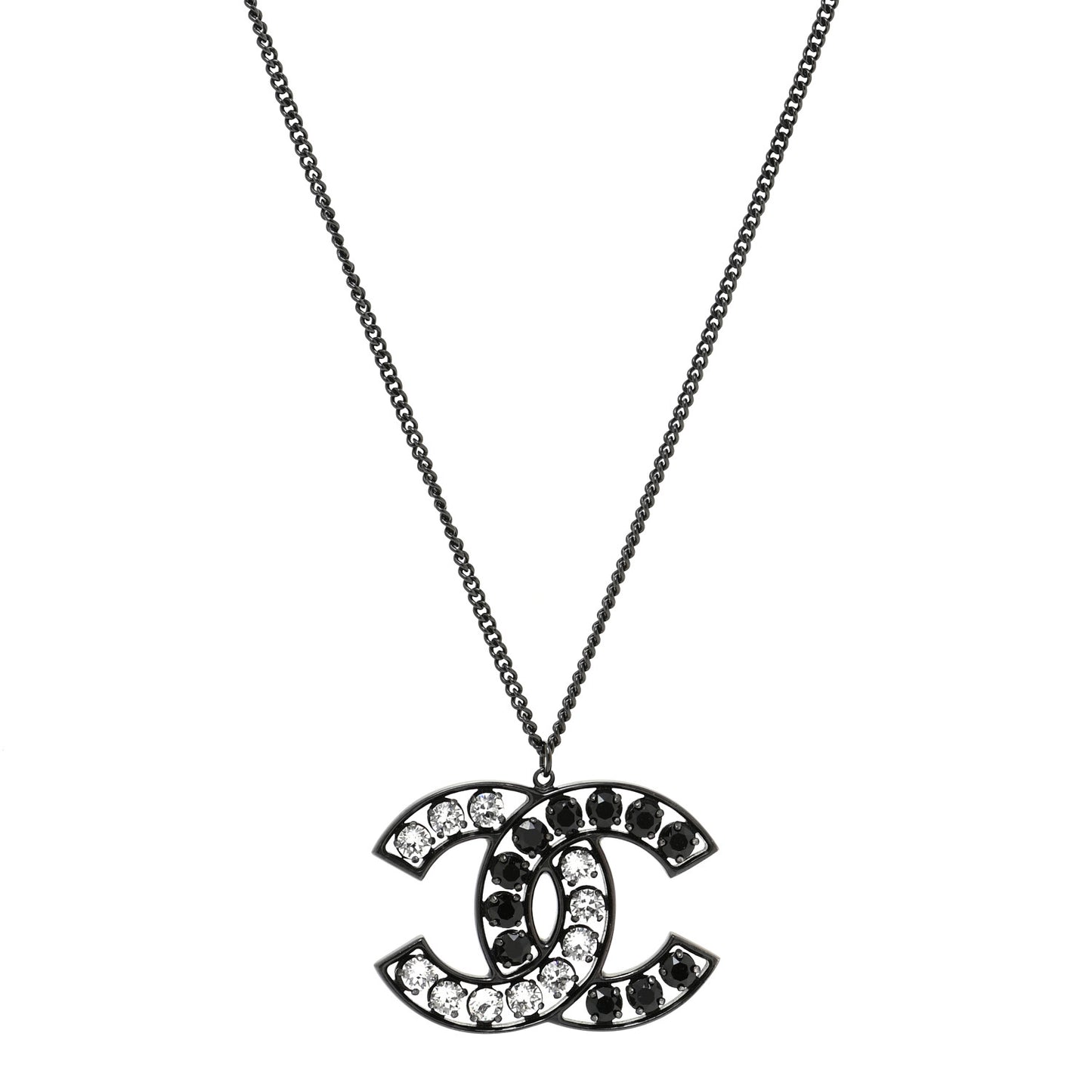 Ruthenium Crystal CC Necklace Black