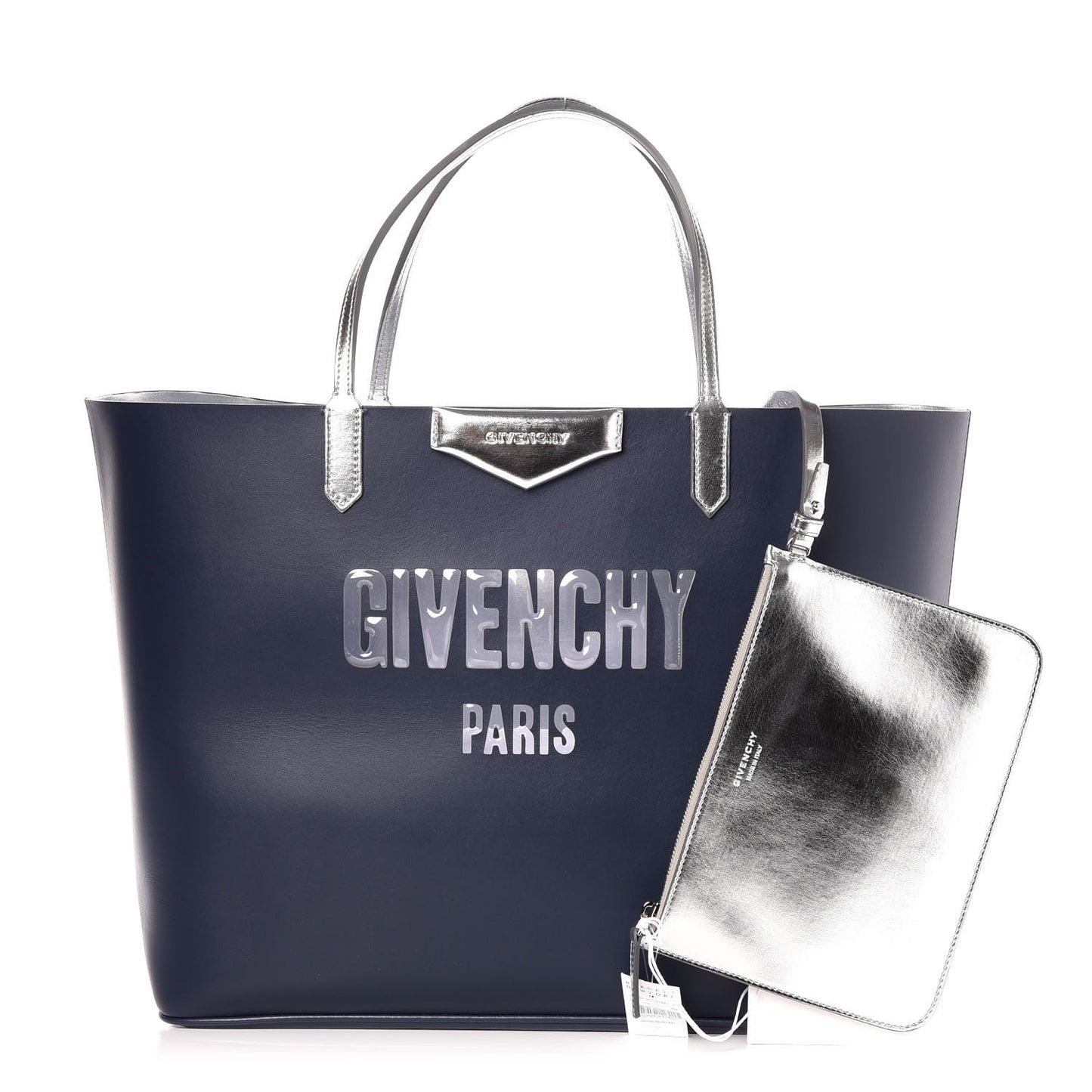 Calfskin Large Antigona Tote Night Blue Silver