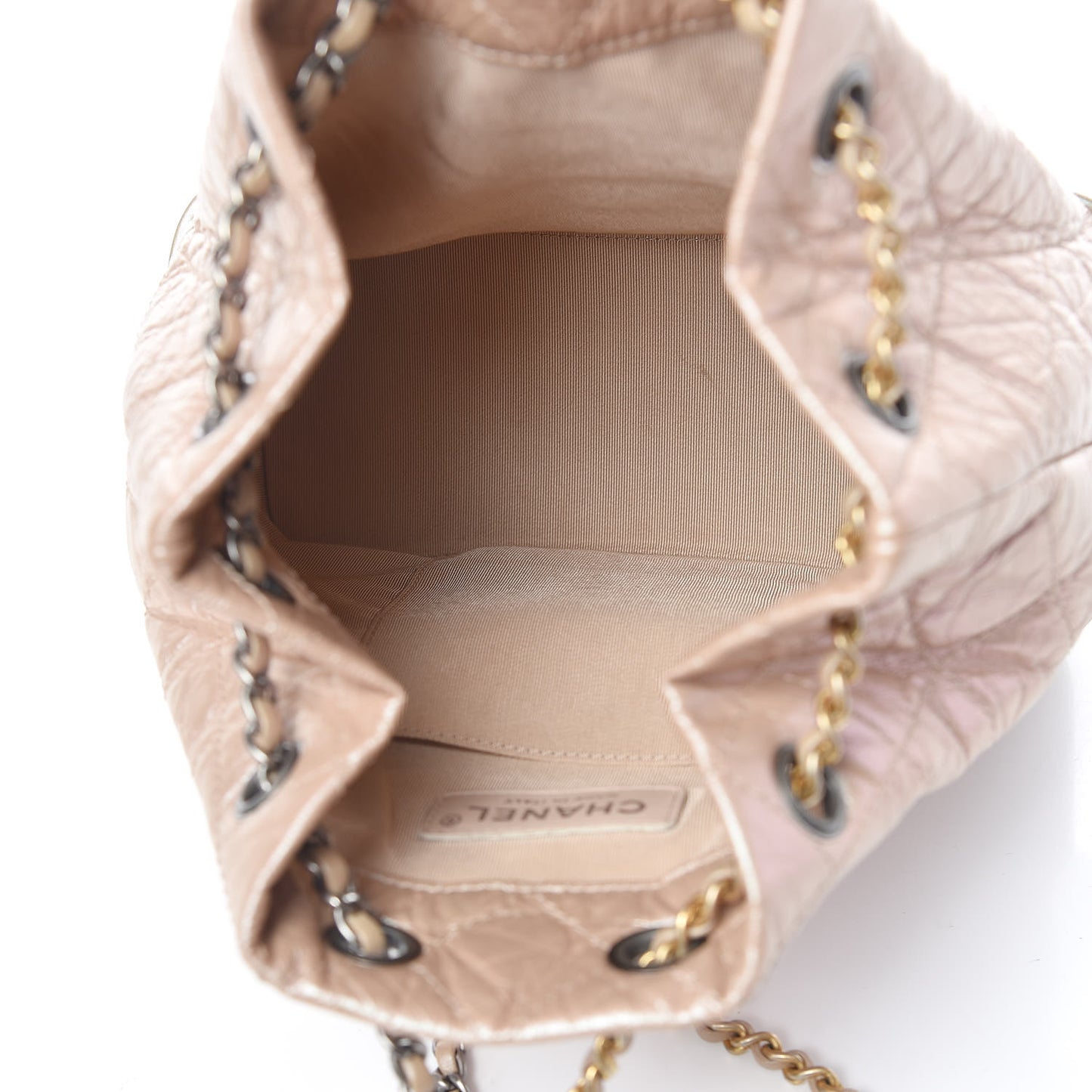 Iridescent Lambskin Calfskin Small Quilted Gabrielle Backpack Light Pink