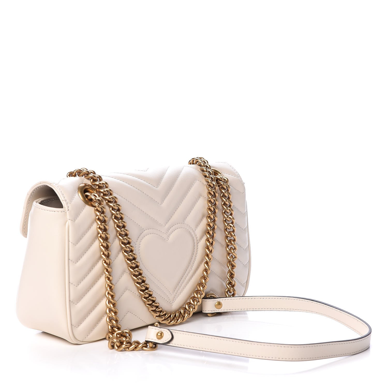 Gucci Calfskin Matelasse Small GG Marmont Shoulder Bag White 3 of 10