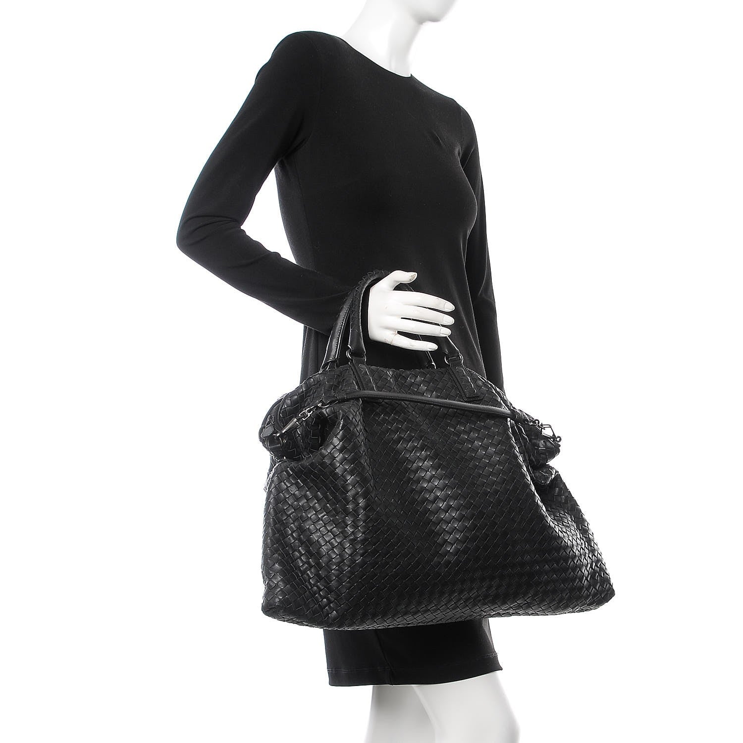 Bottega Veneta Nappa Intrecciato Maxi Convertible Tote Black 2 of 7