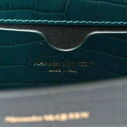 Alexander McQueen Calfskin Crocodile Embossed Knuckle Shoulder Bag Emerald 6 of 10