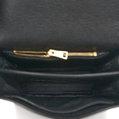 Prada Vitello Daino Double Strap Flap Crossbody Black 6 of 17