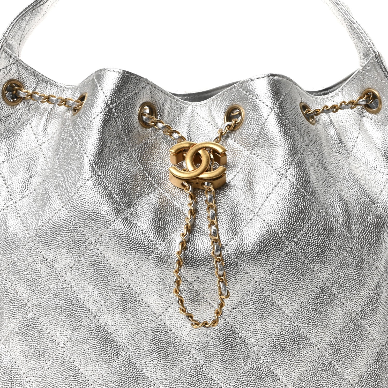 Chanel Metallic Caviar Quilted Medium Chanel 25 Handbag Silver 8 of 10