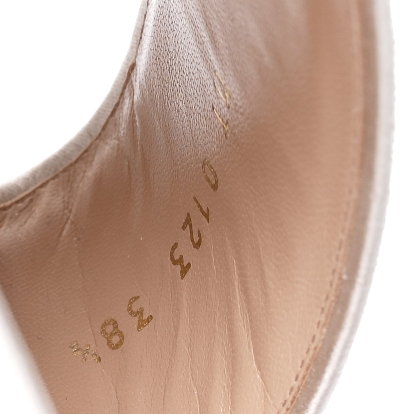 Metallic Satin Embroidered Dway 35mm Slide Sandals 38.5 Pale Gold