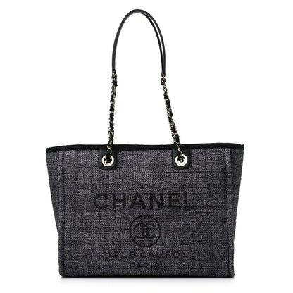 Chanel Lurex Boucle Small Deauville Tote Black 1 of 10
