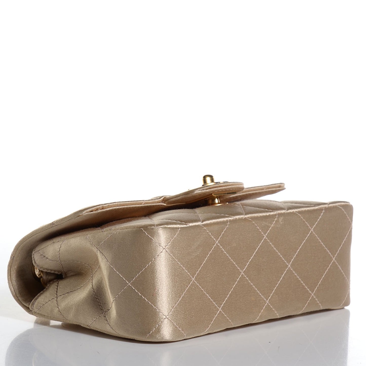 Satin Quilted Mini Rectangular Flap Gold