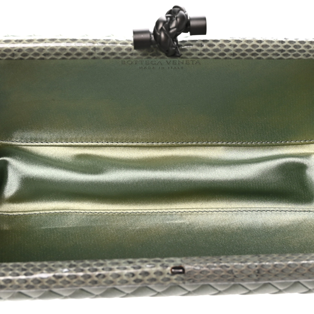 Bottega Veneta Satin Intreccio Impero Ayers Stretch Knot Clutch  Light Green 5 of 7