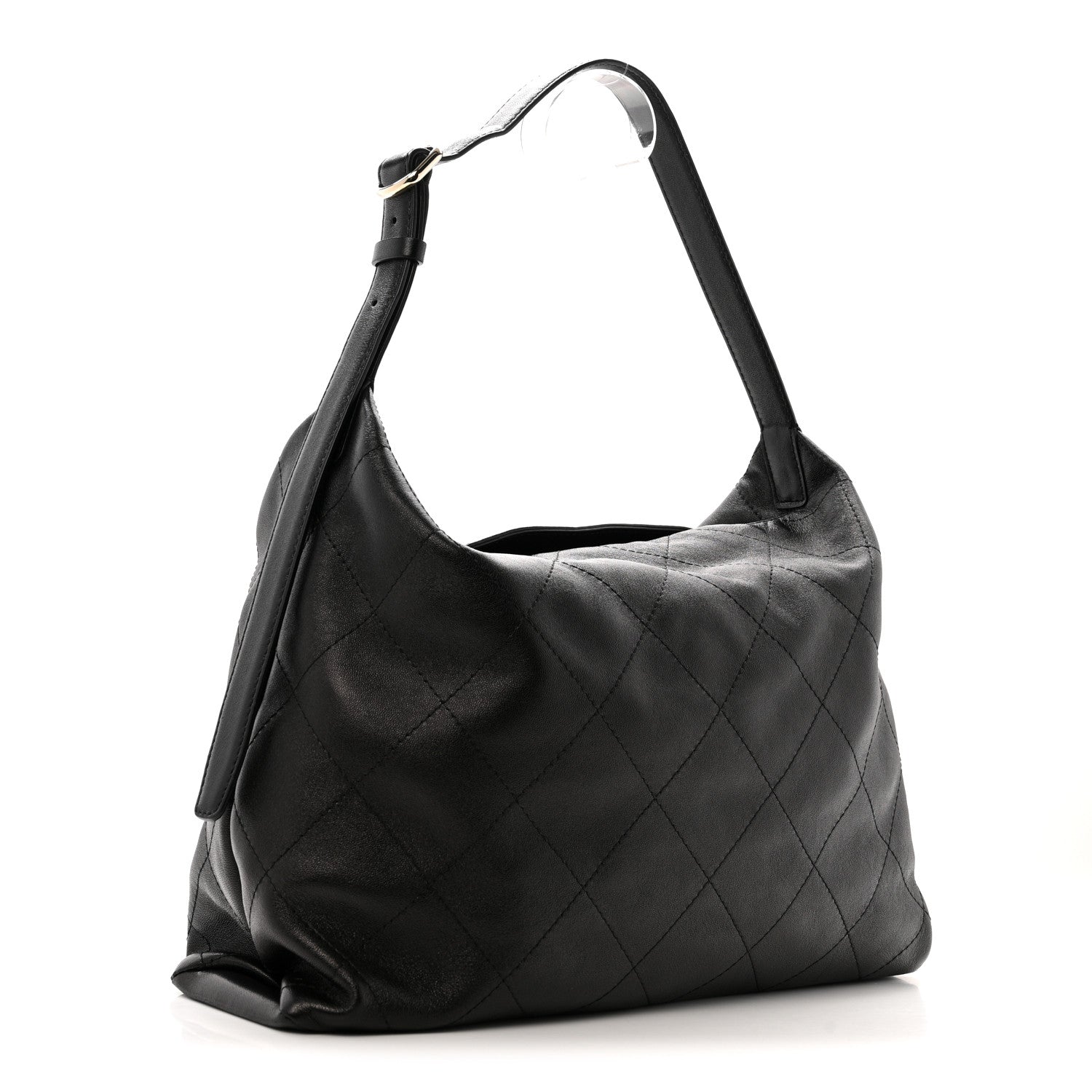 Chanel Shiny Lambskin Quilted Maxi Hobo Black 2 of 10