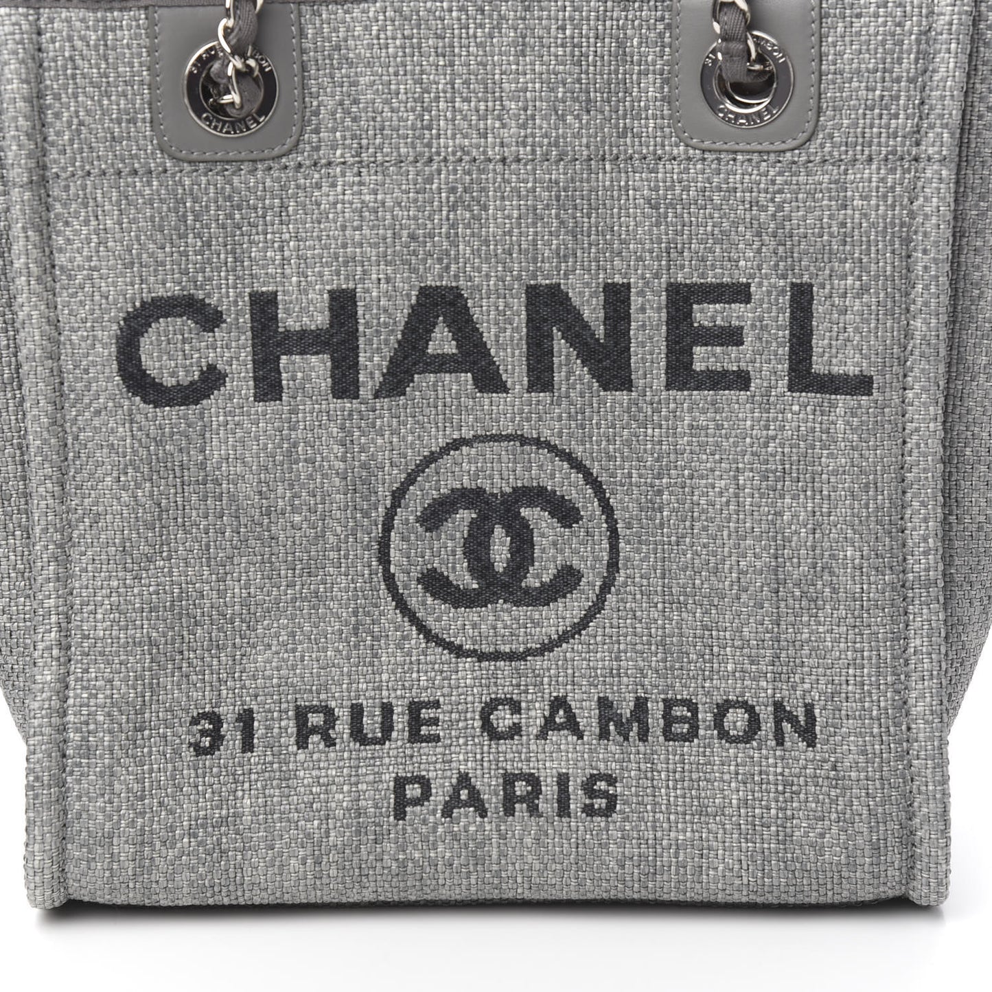 Straw Raffia Mini Deauville Tote Grey