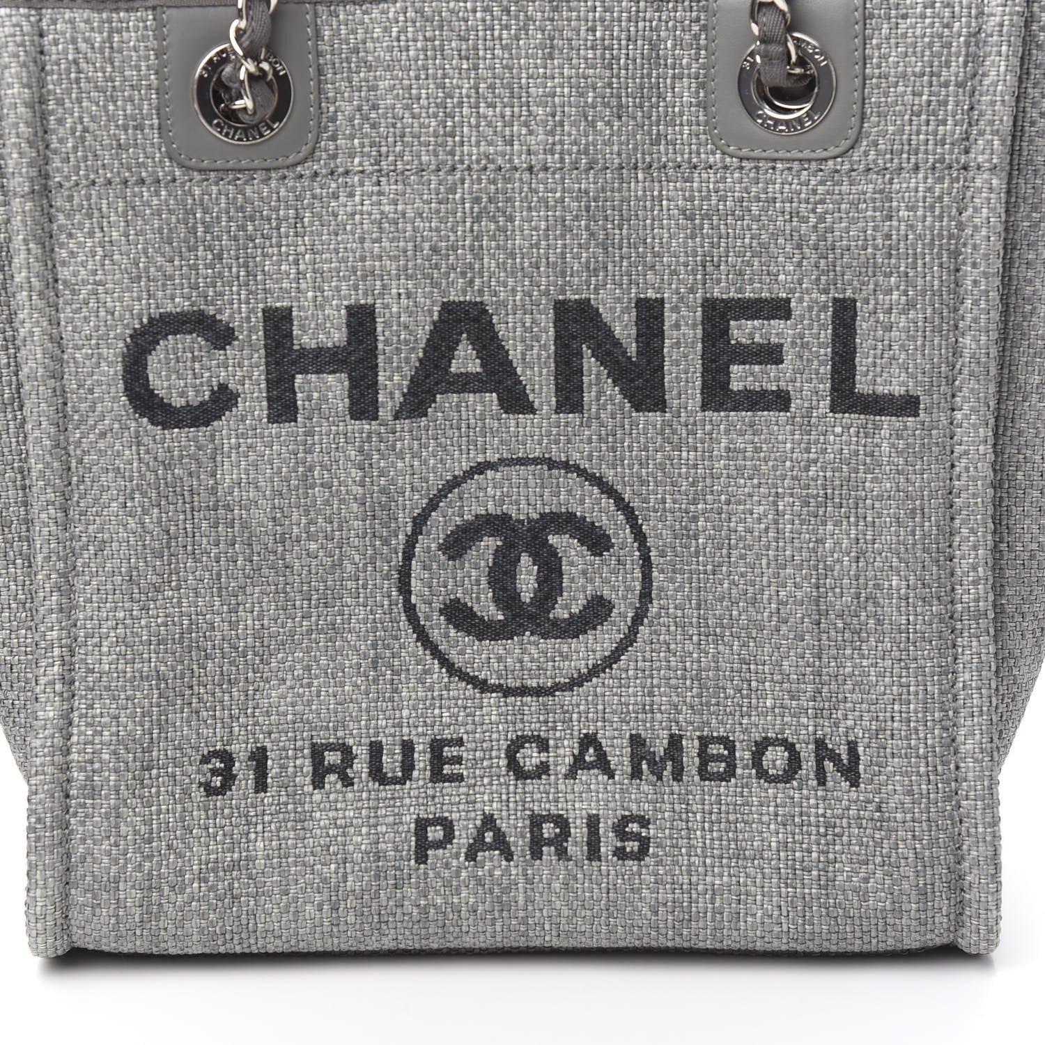 Chanel Straw Raffia Mini Deauville Tote Grey 9 of 9