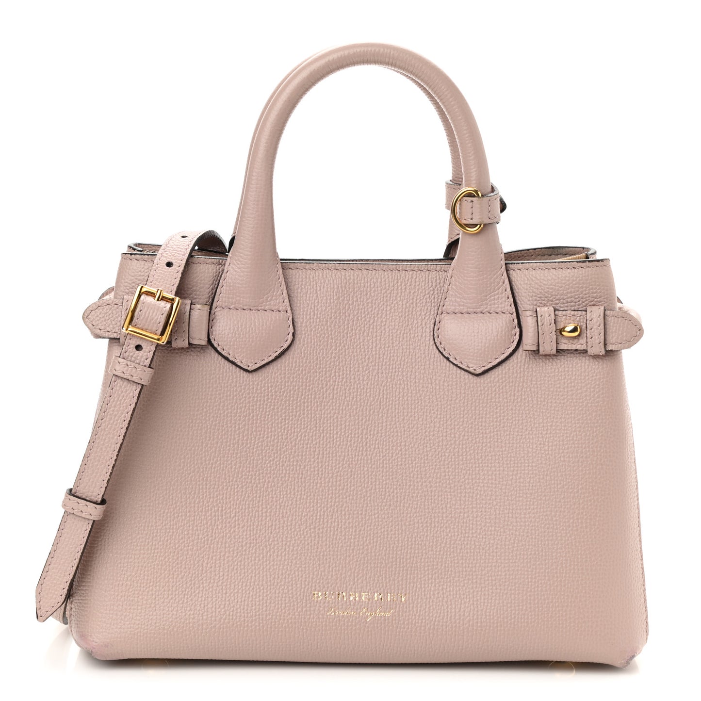 Grainy Calfskin House Check Small Banner Tote Pale Orchid