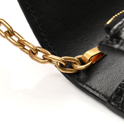 Balenciaga Extra Supple Calfskin Crocodile Embossed Gossip Wallet On Chain Black 13 of 13