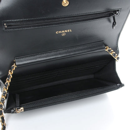 Chanel Lambskin Quilted Boy Wallet On Chain WOC Black 5 of 9