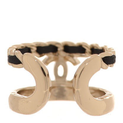 Chanel Metal Lambskin CC Ring 52 Gold Black 3 of 5