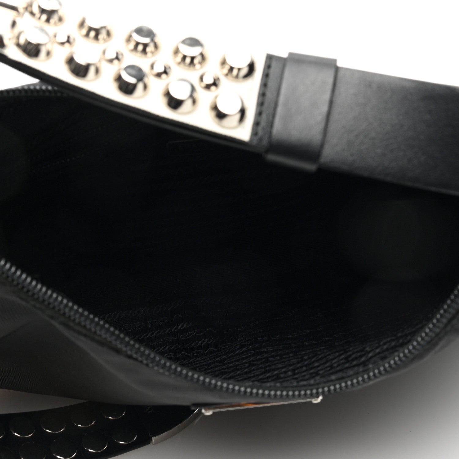 Prada Tessuto Nylon Studded New Vela Hobo Black White 5 of 11