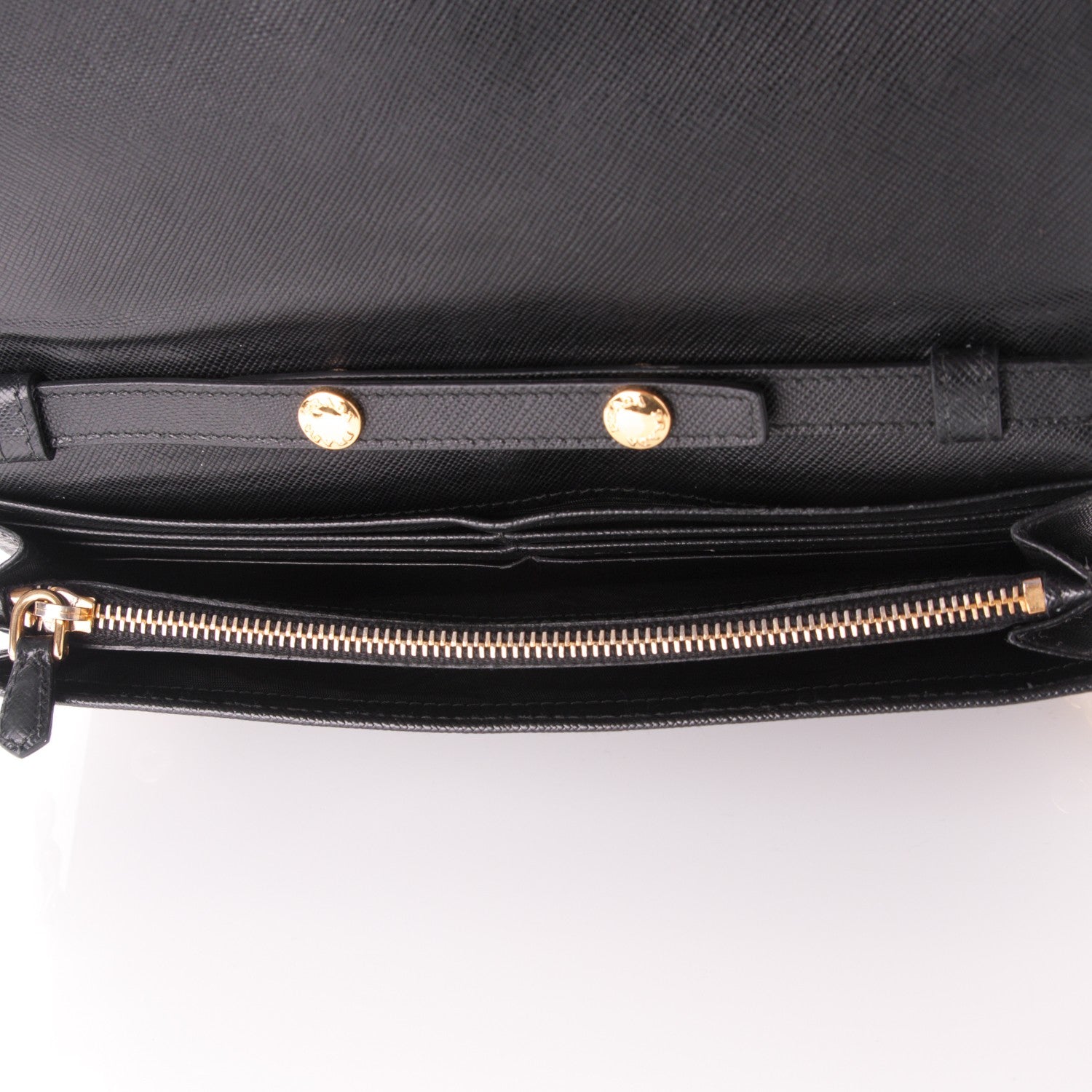 Prada Saffiano Metal Large Chain Wallet Nero Black 5 of 6