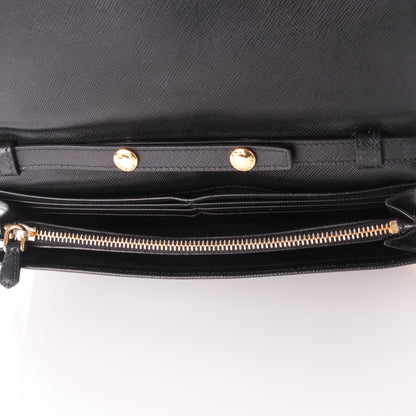 Prada Saffiano Metal Large Chain Wallet Nero Black 5 of 6