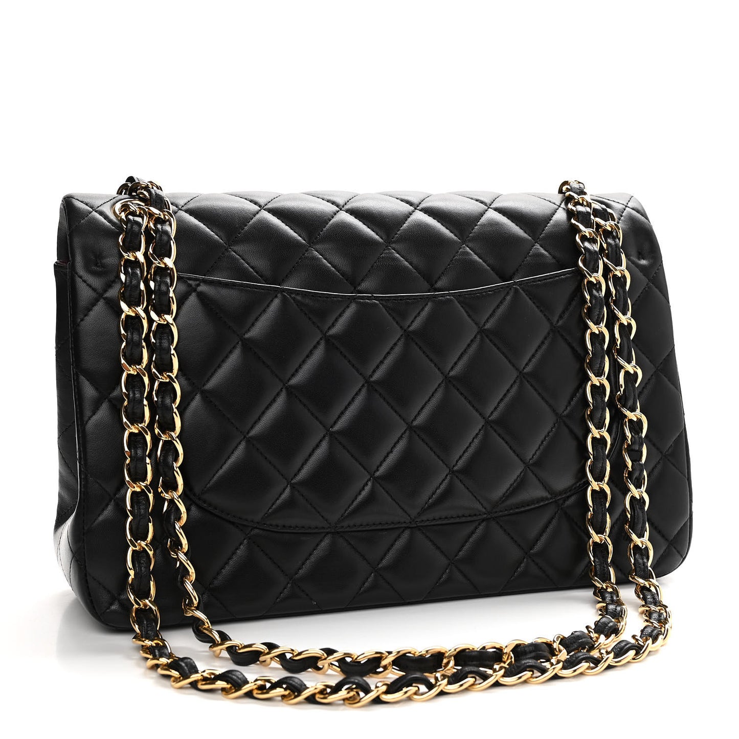 Lambskin Quilted Jumbo Double Flap Black