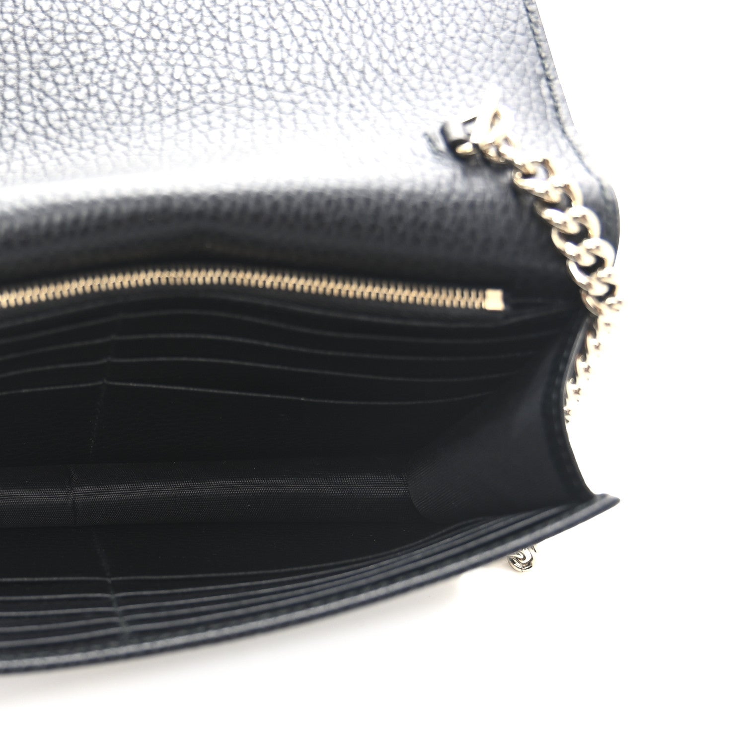 Gucci Dollar Calfskin Interlocking G Chain Wallet Black 5 of 11
