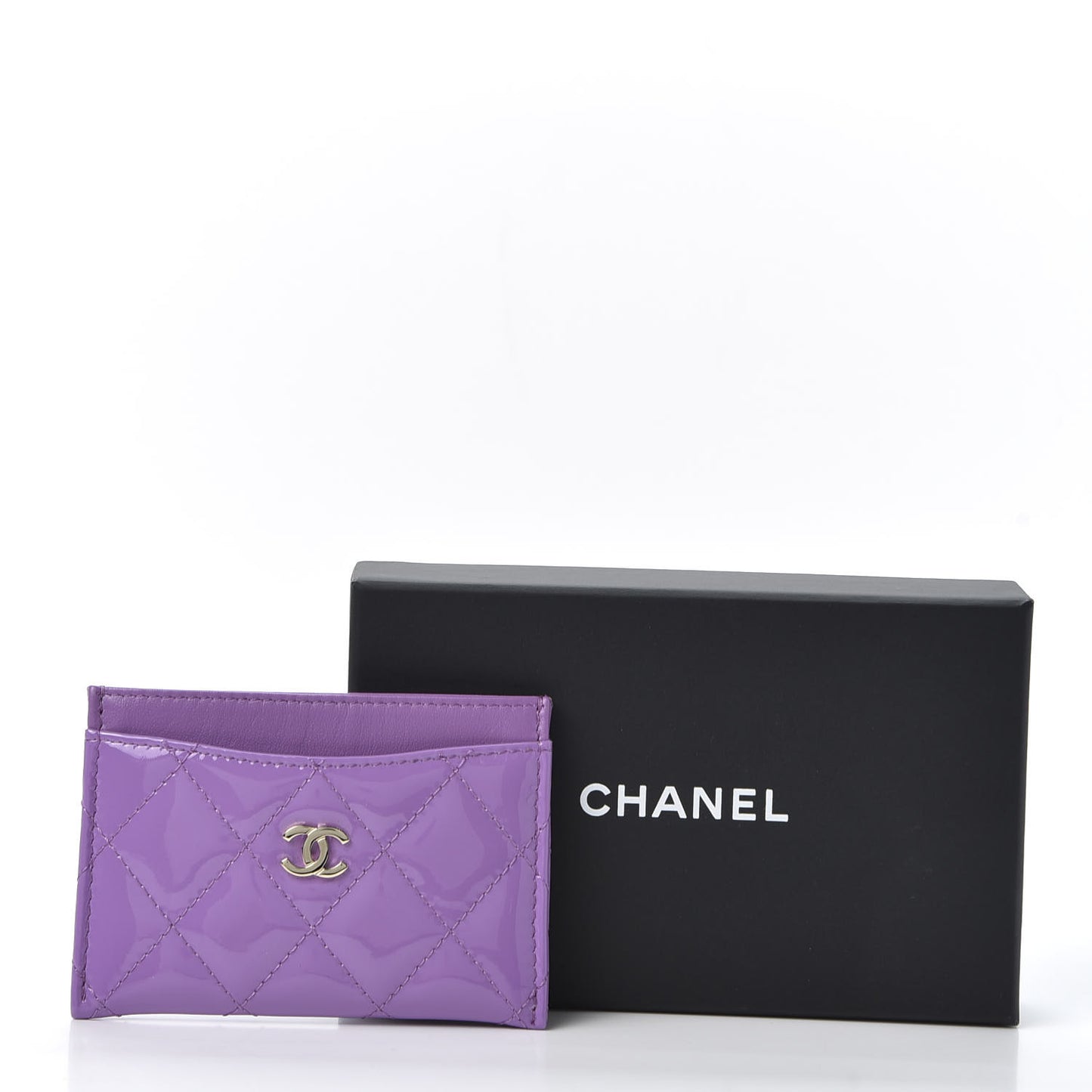 Patent Quilted Card Holder Purple