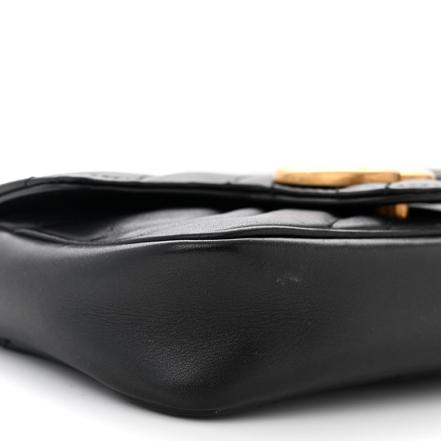 Calfskin Matelasse Super Mini GG Marmont Shoulder Bag Black