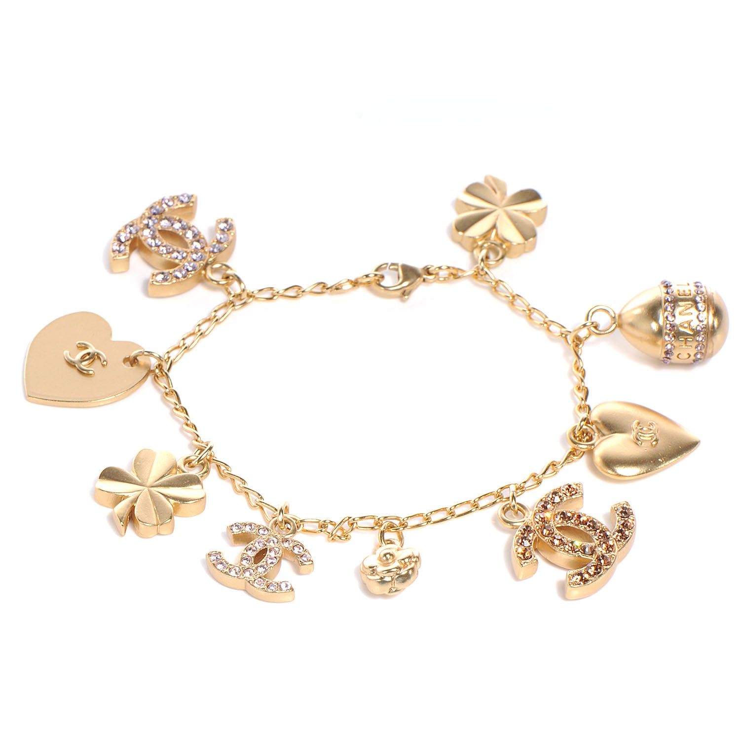 Chanel Crystal Charm Bracelet Gold 1 of 5