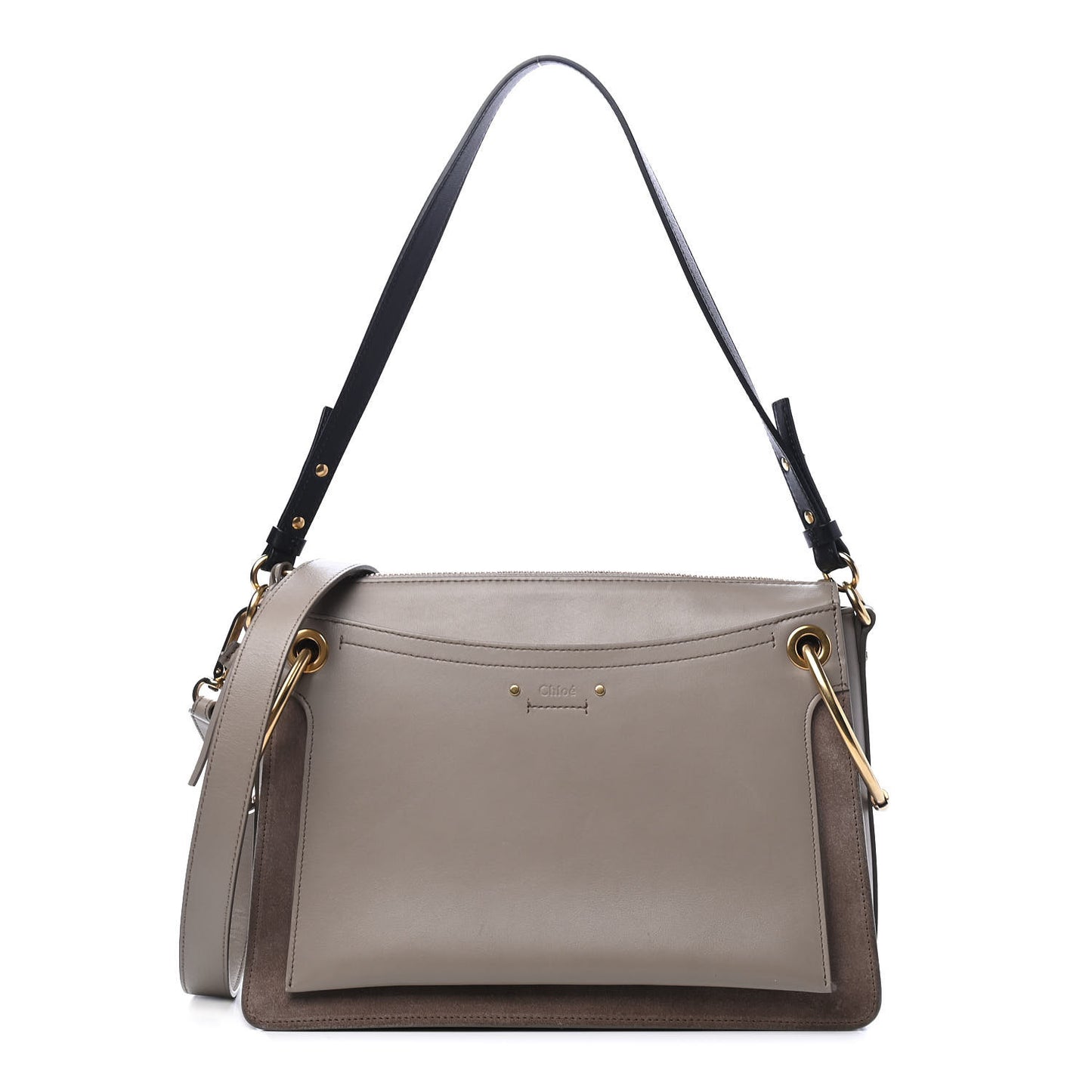 Calfskin Suede Small Roy Bag Motty Grey