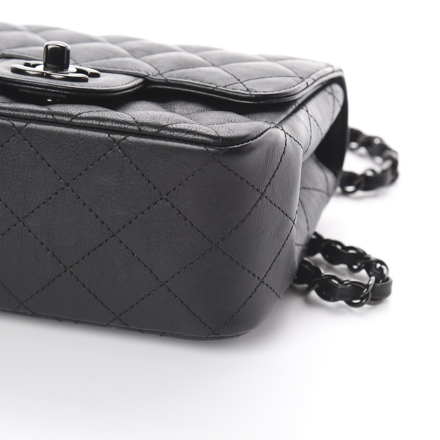 Chanel Crumpled Calfskin Quilted Mini Square Flap So Black 6 of 8