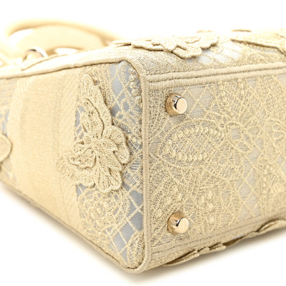 Christian Dior Canvas Embroidered 3D Macrame D-Lace Butterfly Medium Lady D-Lite Gold 9 of 11