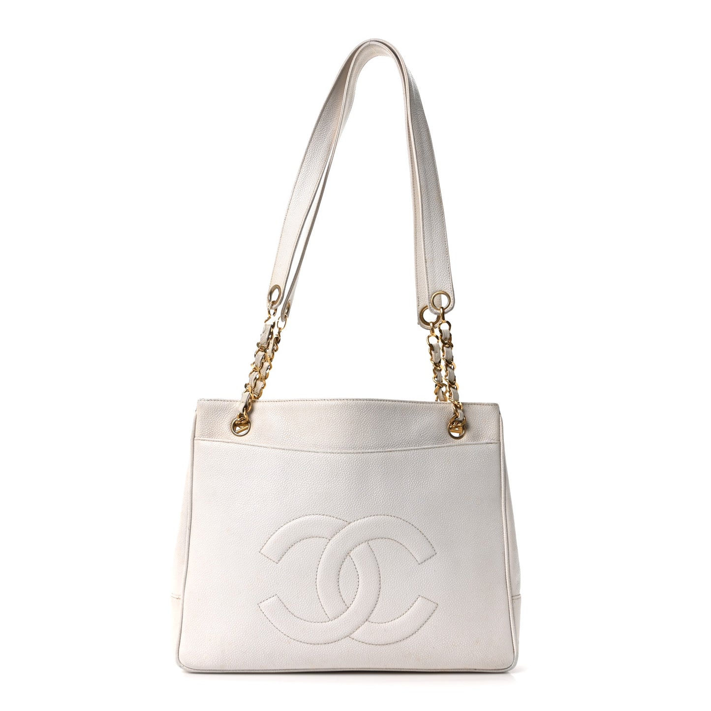 Caviar Flap Shoulder Bag White