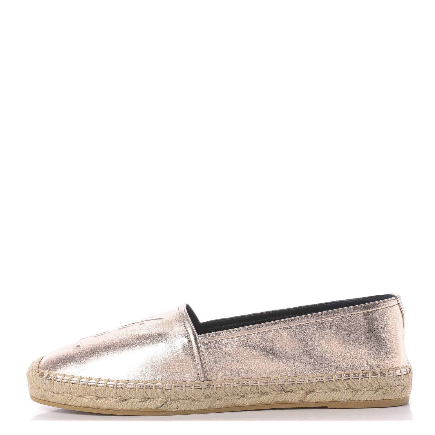 Saint Laurent Metallic Lambskin Monogram Espadrilles 39.5 Blush 1 of 11