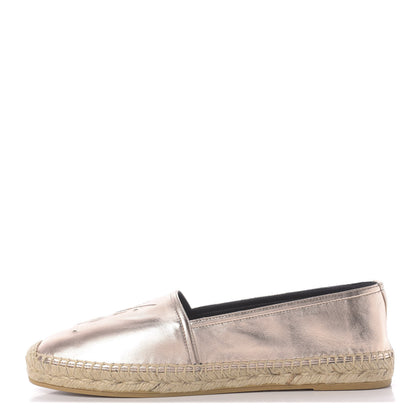 Saint Laurent Metallic Lambskin Monogram Espadrilles 39.5 Blush 1 of 11