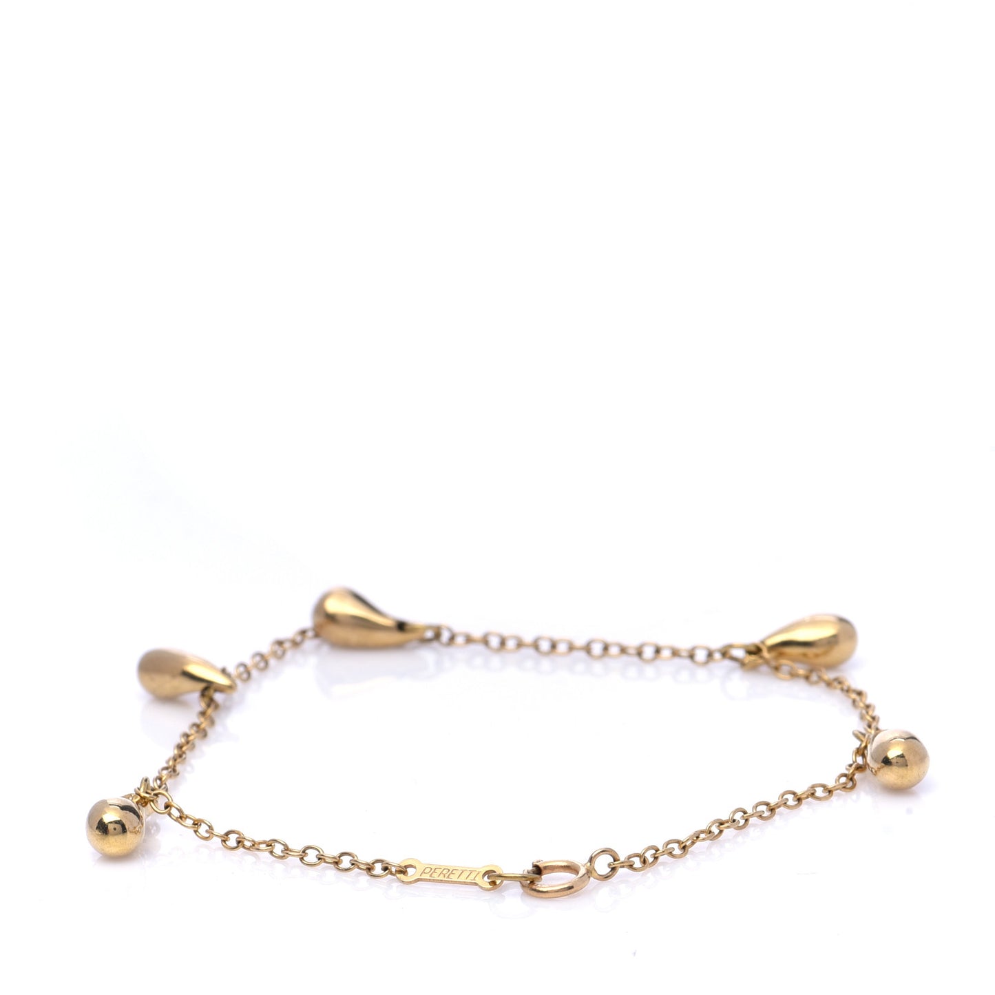 18K Yellow Gold Elsa Peretti Five Teardrop Charm Bracelet