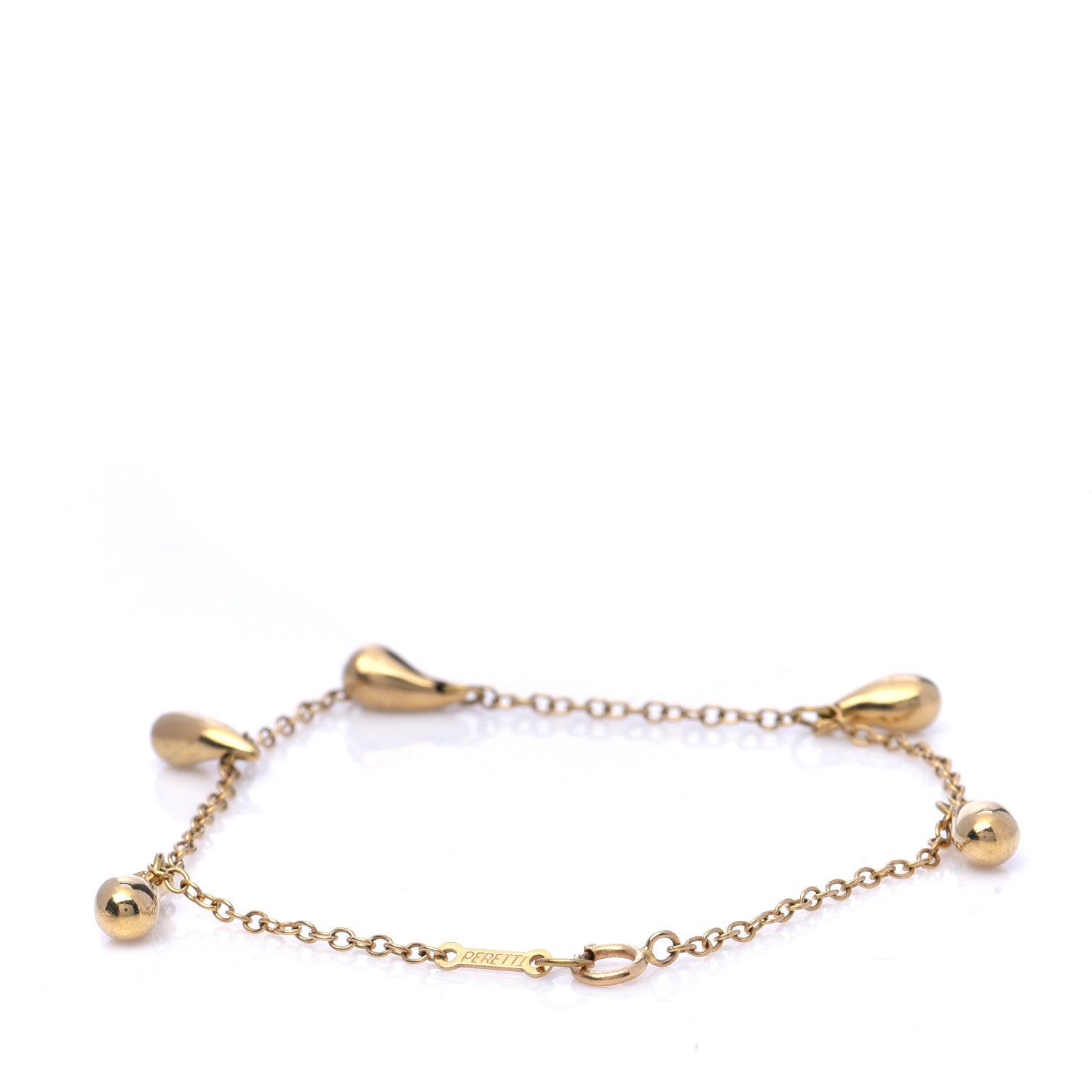 Tiffany 18K Yellow Gold Elsa Peretti Five Teardrop Charm Bracelet 3 of 6