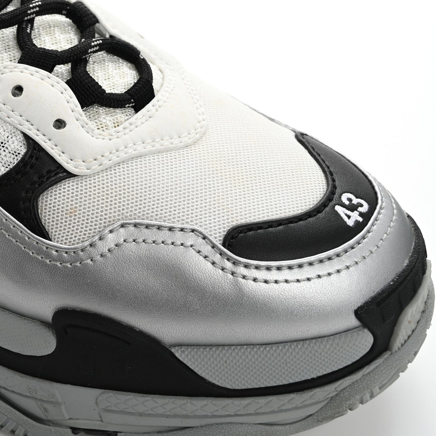 Metallic Fabric Mesh Mens Triple S Sneakers 10 Grey Dark Grey Black