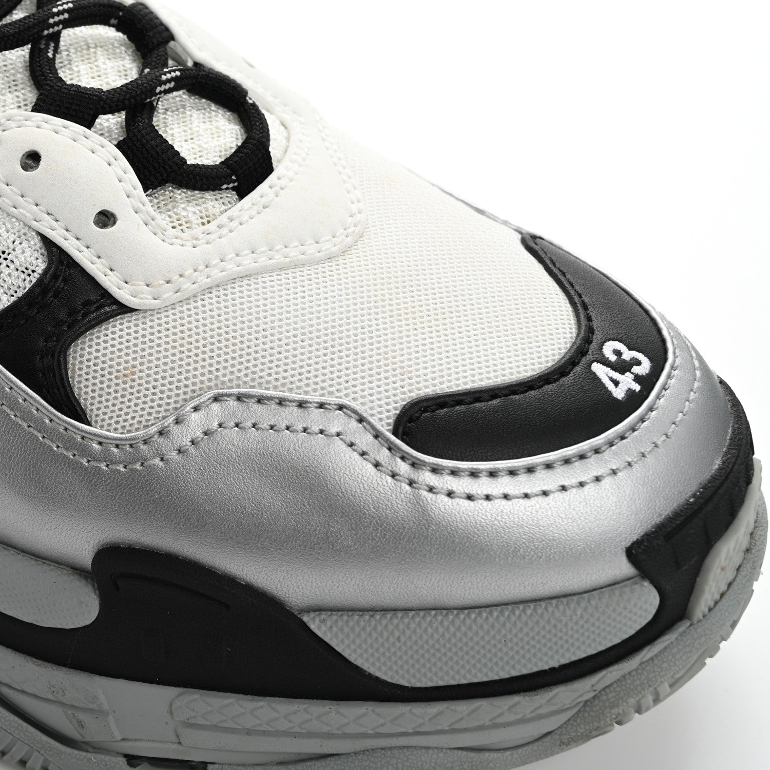 Balenciaga Metallic Fabric Mesh Mens Triple S Sneakers 10 Grey Dark Grey Black 13 of 19