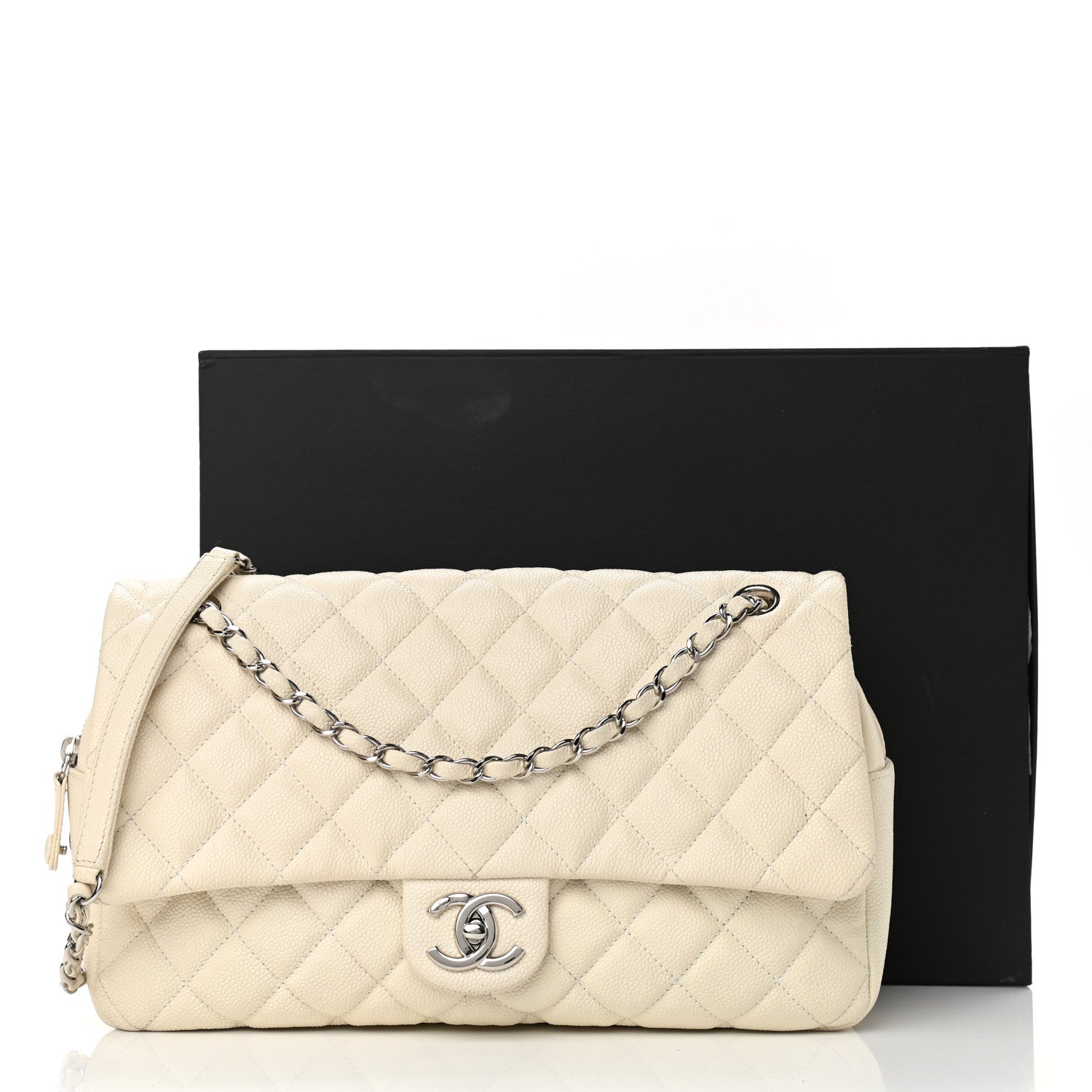 Chanel Caviar Quilted Jumbo Easy Flap Dark White 13 of 13