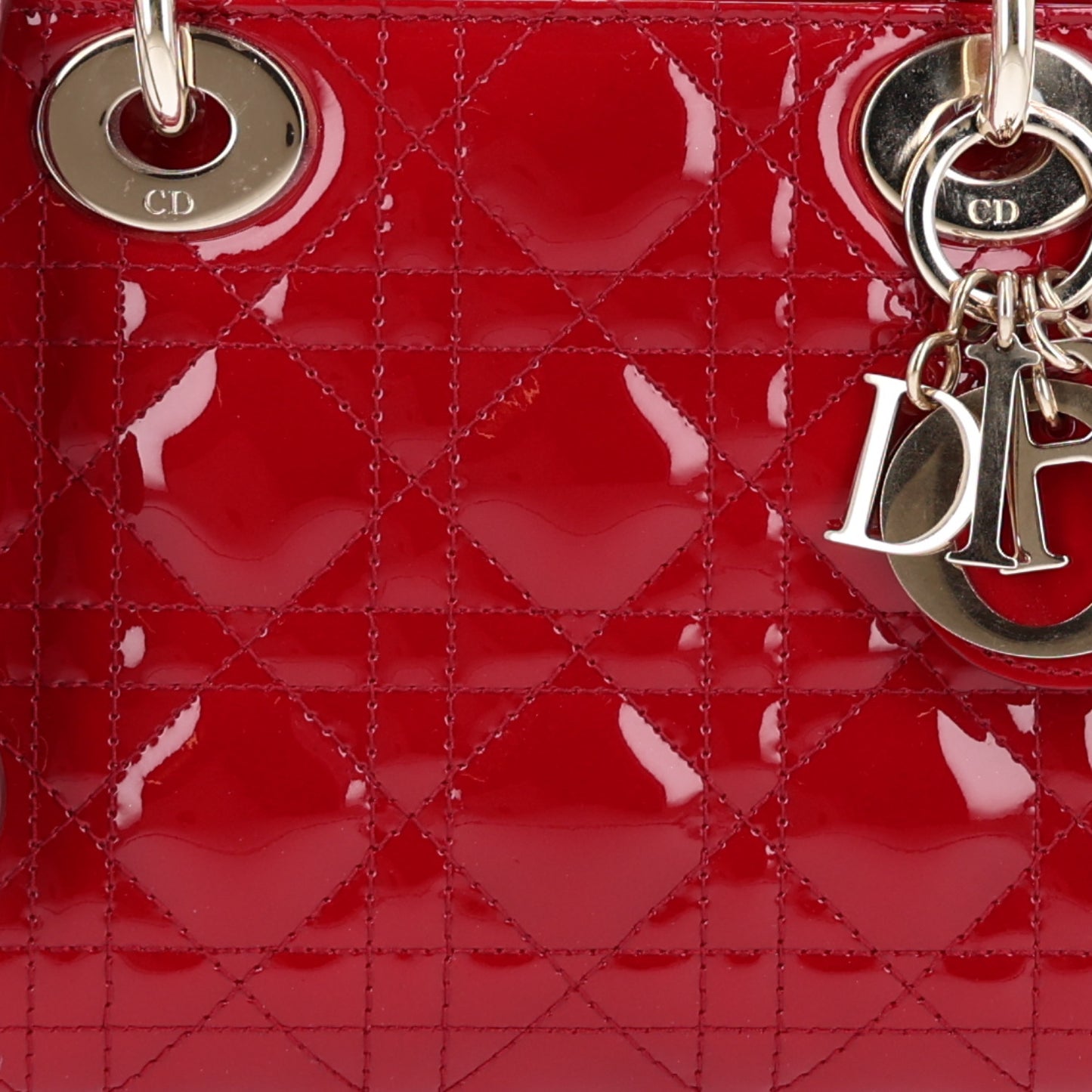 Patent Cannage Mini Lady Dior Red