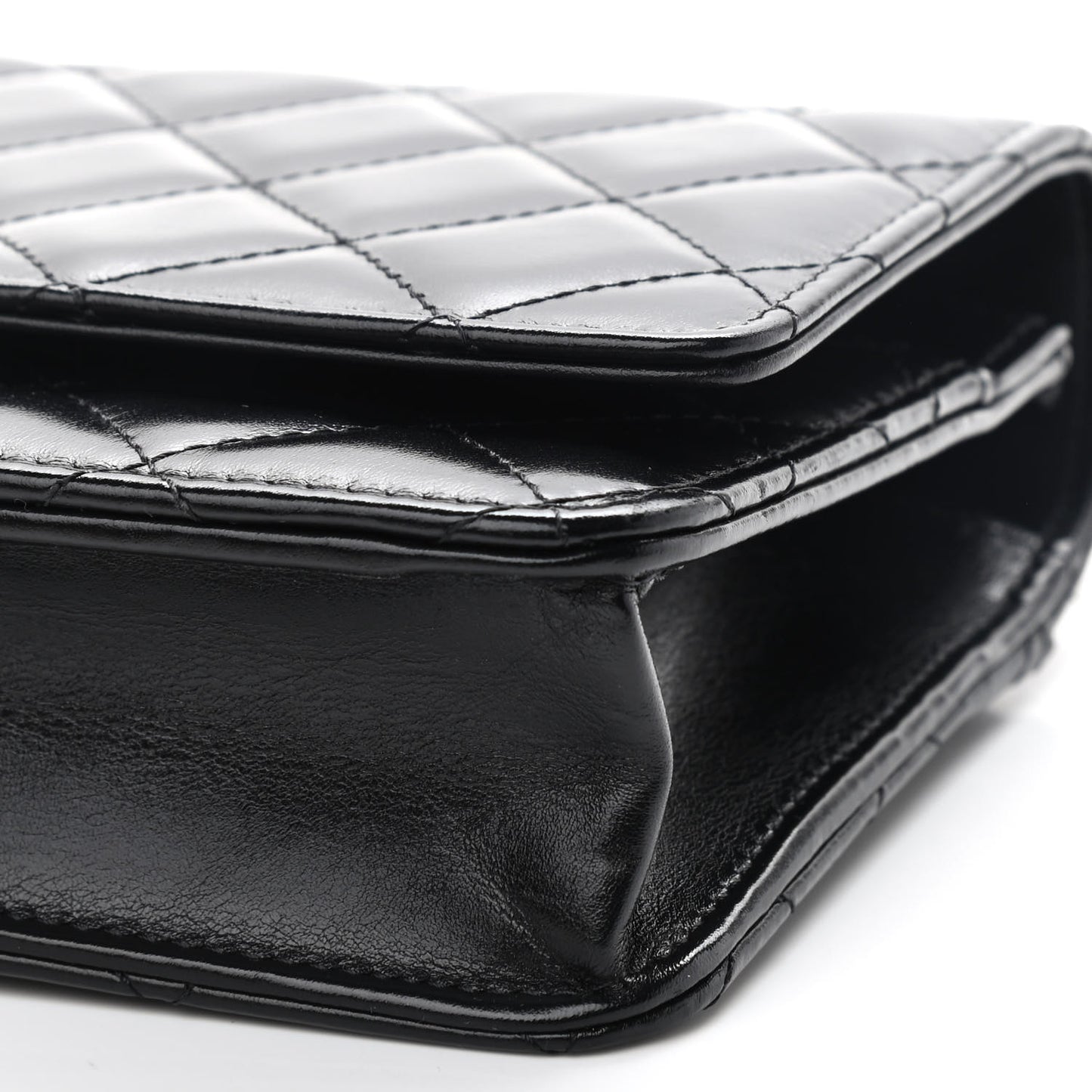Calfskin Quilted Perfect Fit Wallet On Chain WOC Black
