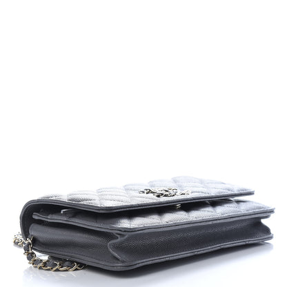 Chanel Caviar Quilted French New Wave Chain CC Wallet On Chain WOC Grey 4 of 8