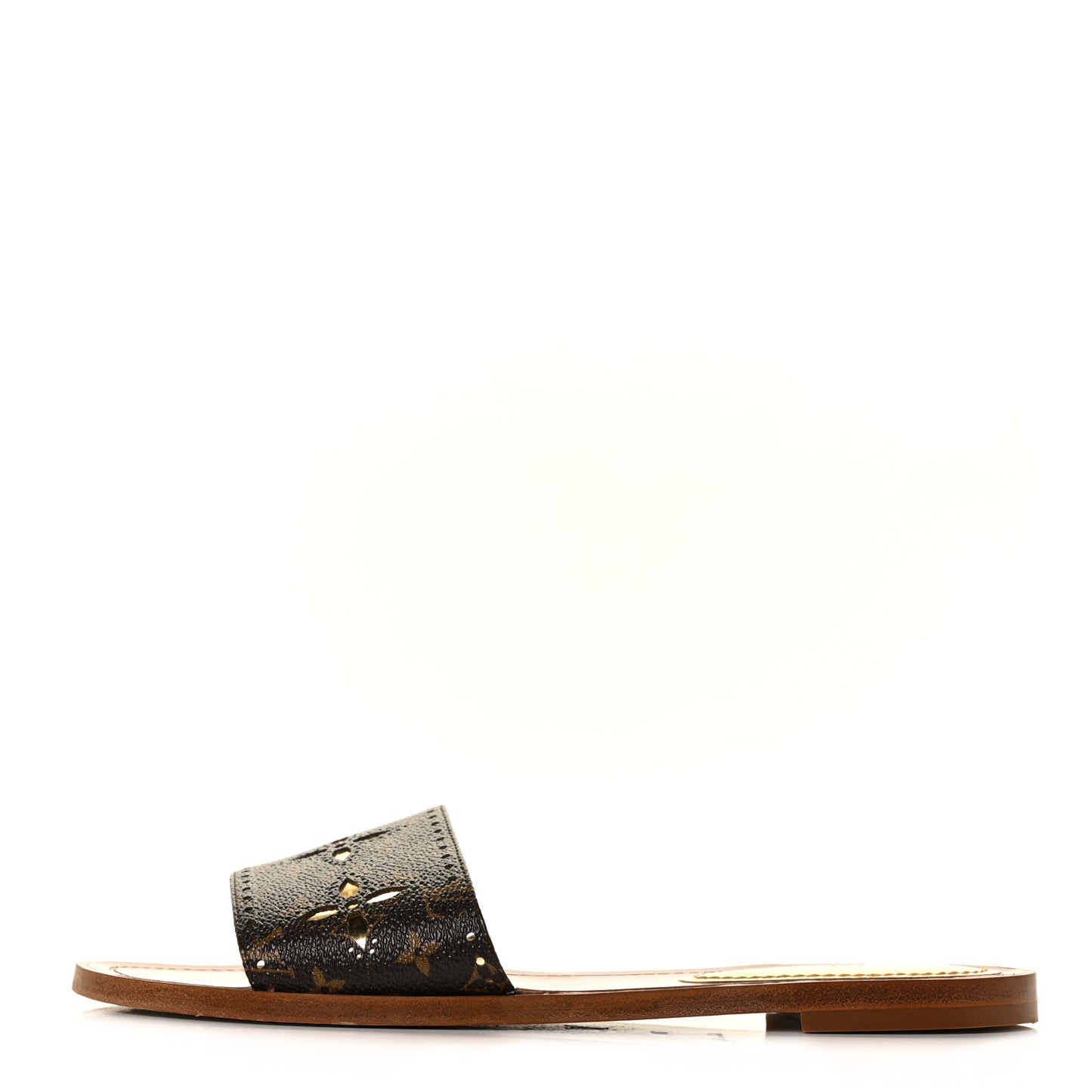 Monogram Lock It Flat Mules 38 GOld