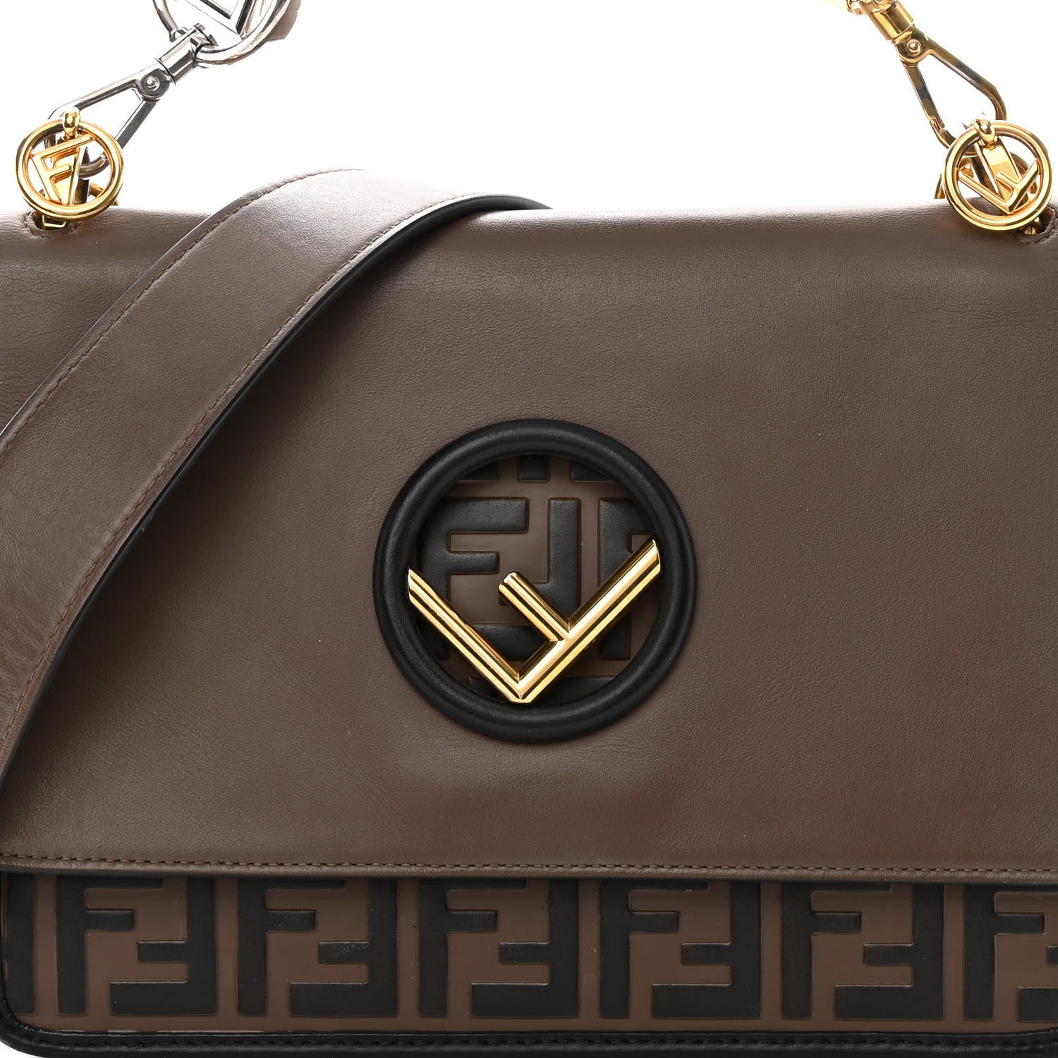 Fendi Vitello Century F is Fendi Bi-Color FF 1974 Embossed Kan I Shoulder Bag Maya Black 8 of 20