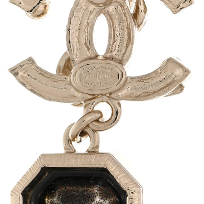 Chanel Crystal Pearl Glitter CC Drop Earrings Gold Black 4 of 4