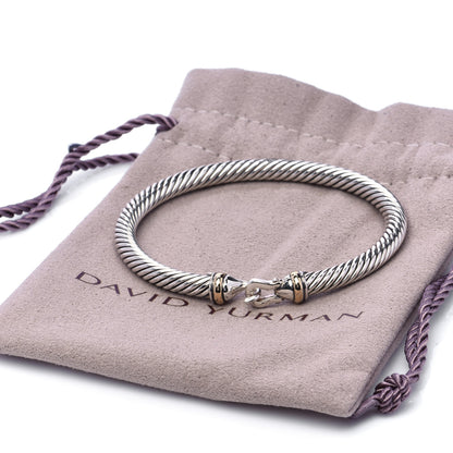 David Yurman Sterling Silver 18K Yellow Gold 5mm Cable Classic Buckle Bracelet 7 of 7